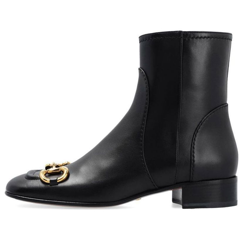 Кецове и обувки Gucci Gucci Horsebit Leather Ankle Boots Черно | 673666-BKO00-1000