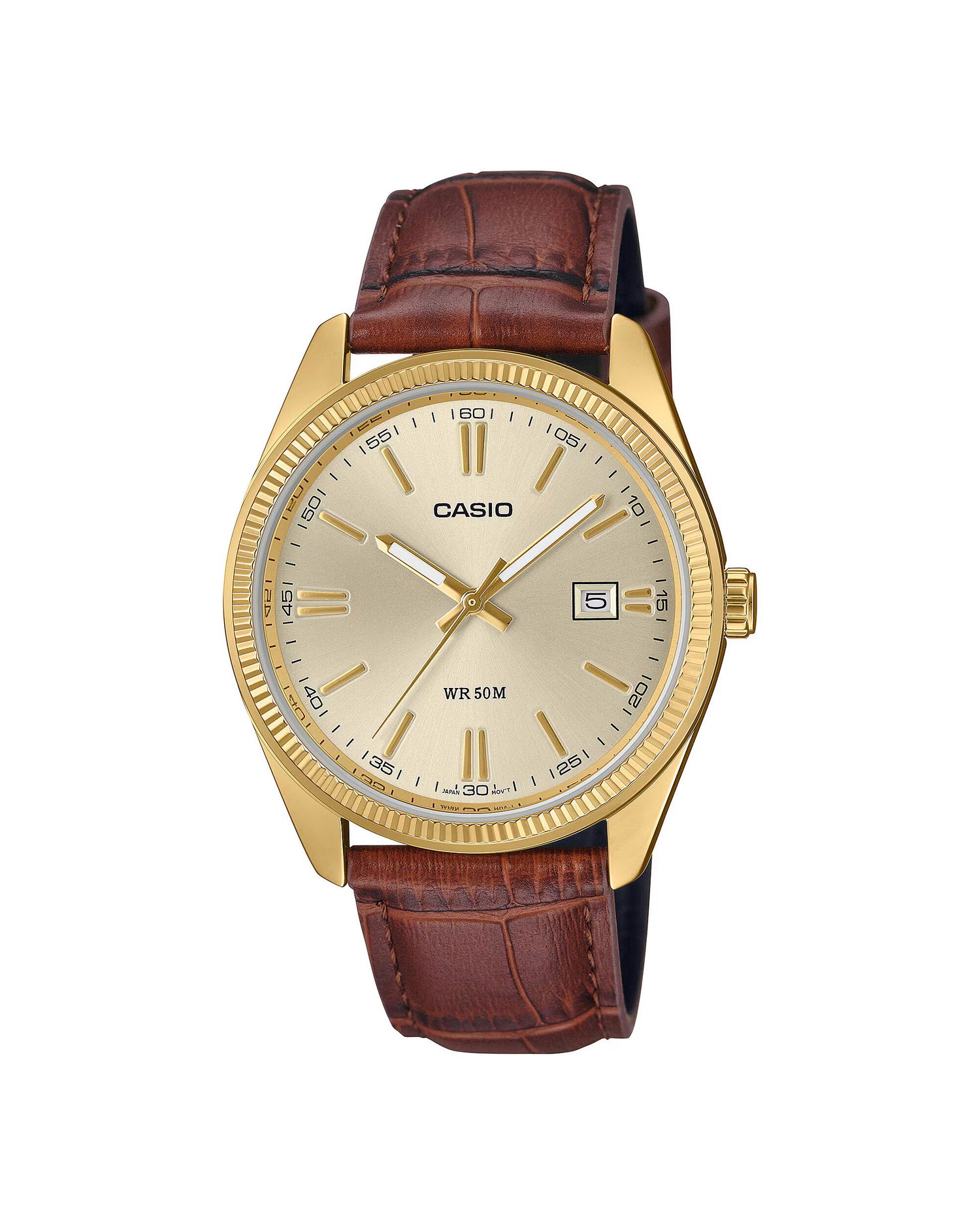 Часовник CASIO Watch With Gold Stainless Steel Case And Brown Leather Strap Кафяво | MTP-1302PGL-9AVEF, 0