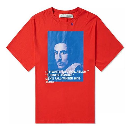 Тениска Off-White Printing Short Sleeve Loose Fit T-Shirt Червено | OMAA038F181850112030