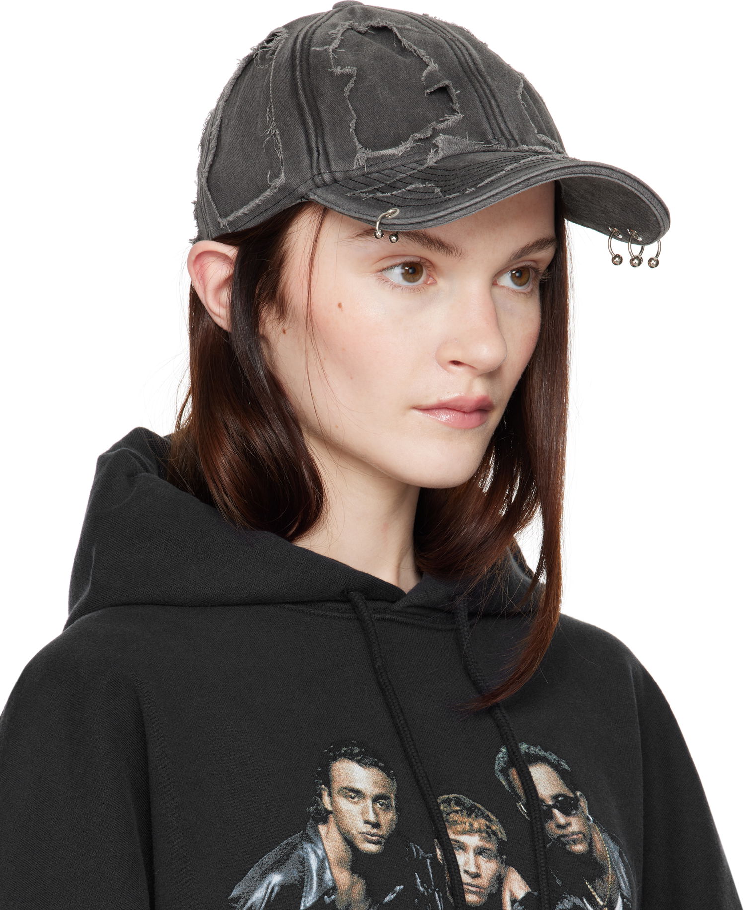 Шапка с козирка VETEMENTS Vetements Destroyed Cap Сиво | UA66CA160B, 1