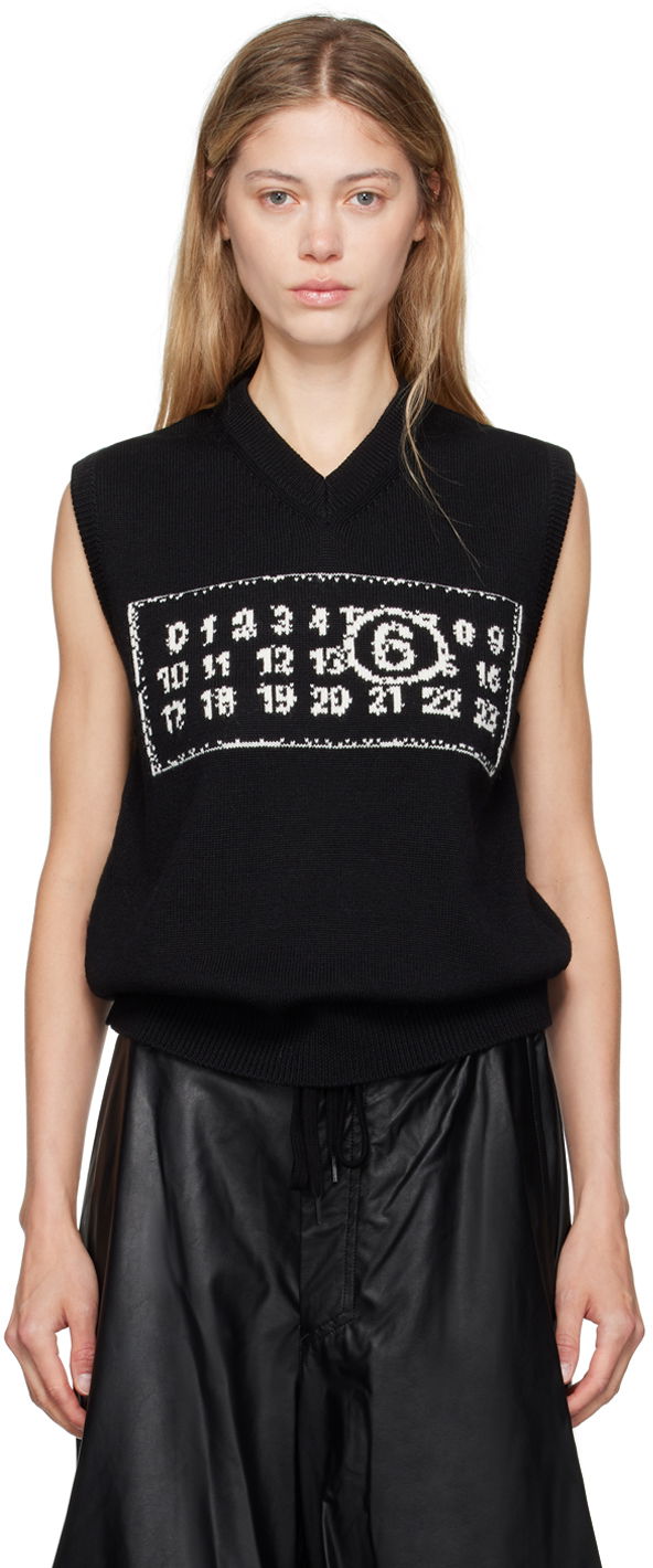 Жилетка Maison Margiela MM6 Black Jacquard Logo Vest Черно | SH0FB0007 M13042, 0