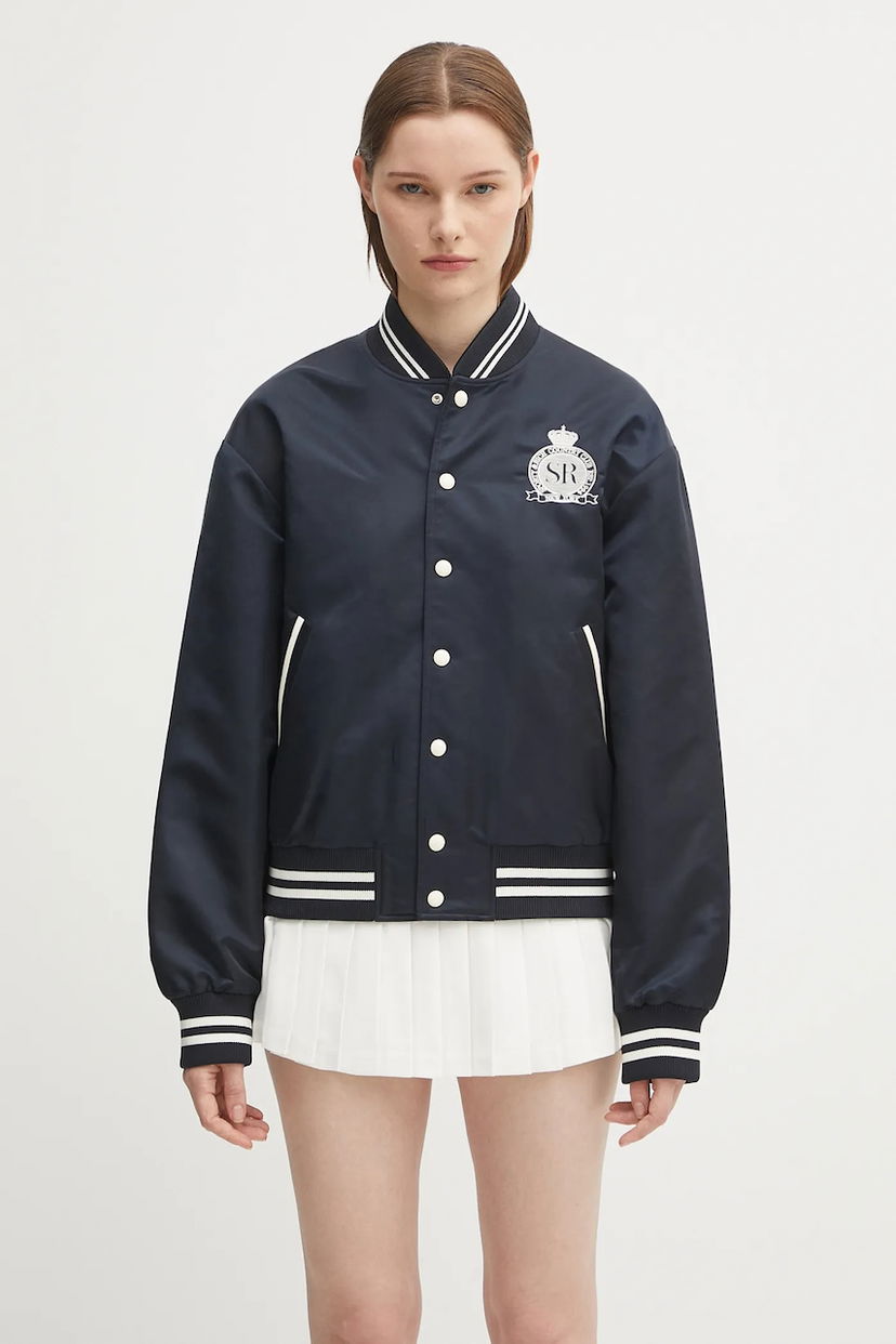 Яке бомбър Sporty & Rich Sporty & Rich Royal Club Nylon Varsity Bomber Jacket Тъмно синьо | OW030620219BL106