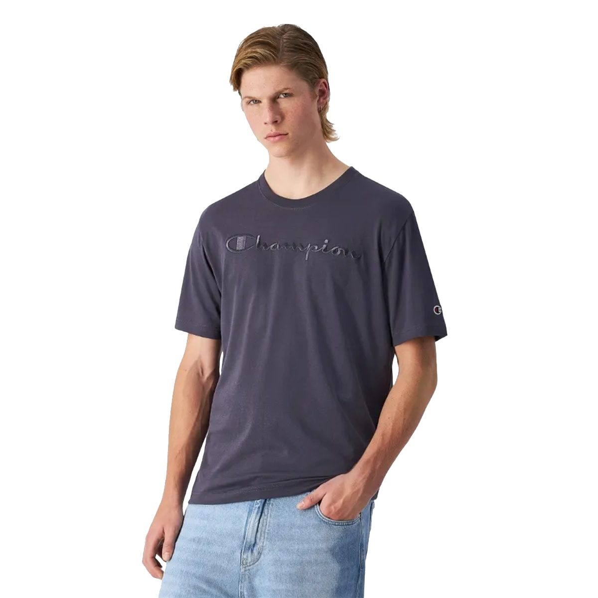 Тениска Champion Script Logo Crew Neck T-shirt Сиво | 220273-VS517, 0