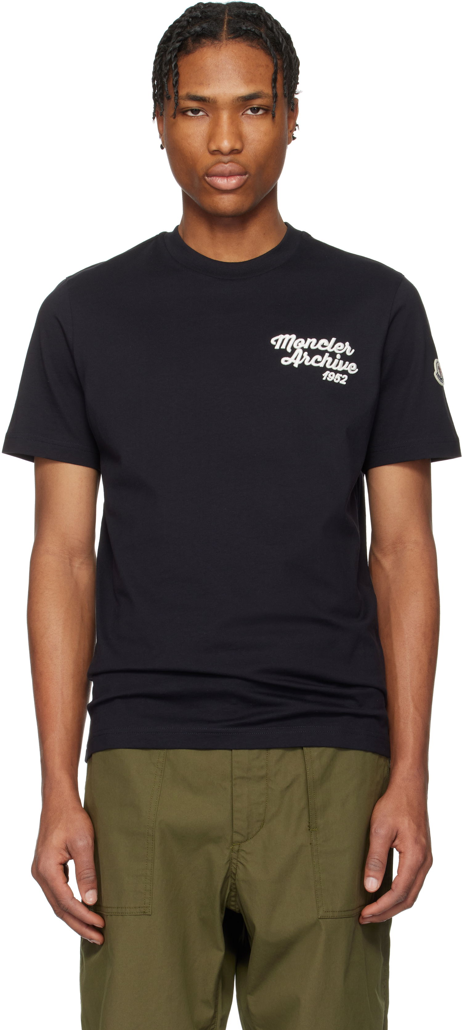 Тениска Moncler Moncler Archive Embroidered Logo Cotton T-Shirt Черно | K10918C0006389AJS, 0