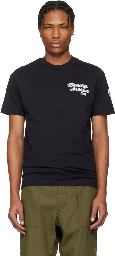 Тениска Moncler Moncler Archive Embroidered Logo Cotton T-Shirt Черно | K10918C0006389AJS, 0