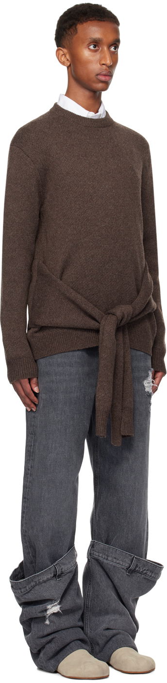 Пуловер JW Anderson JW Anderson Draped Tie-Front Sweater Кафяво | KW1263-YN0384, 1
