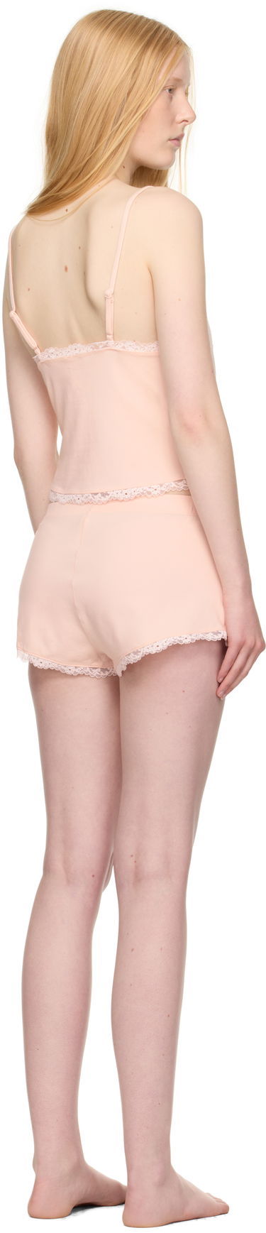 Пижама SKIMS SKIMS Cotton Jersey Lace Cami and Shorts Set Розово | TP-CAM-8070W, 2