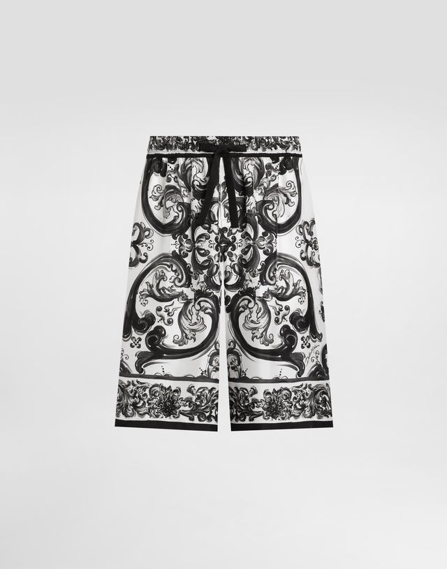 Dolce & Gabbana Majolica Print Silk Twill Shorts