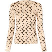 Тениска Marine Serre Regenerated Moon Jersey Second Skin Top Бежово | WTO068-TA10, 1