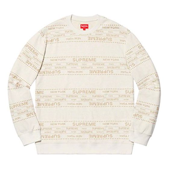 Пуловер Supreme Metallic Jacquard Crewneck Бяло | SUP-SS19-643
