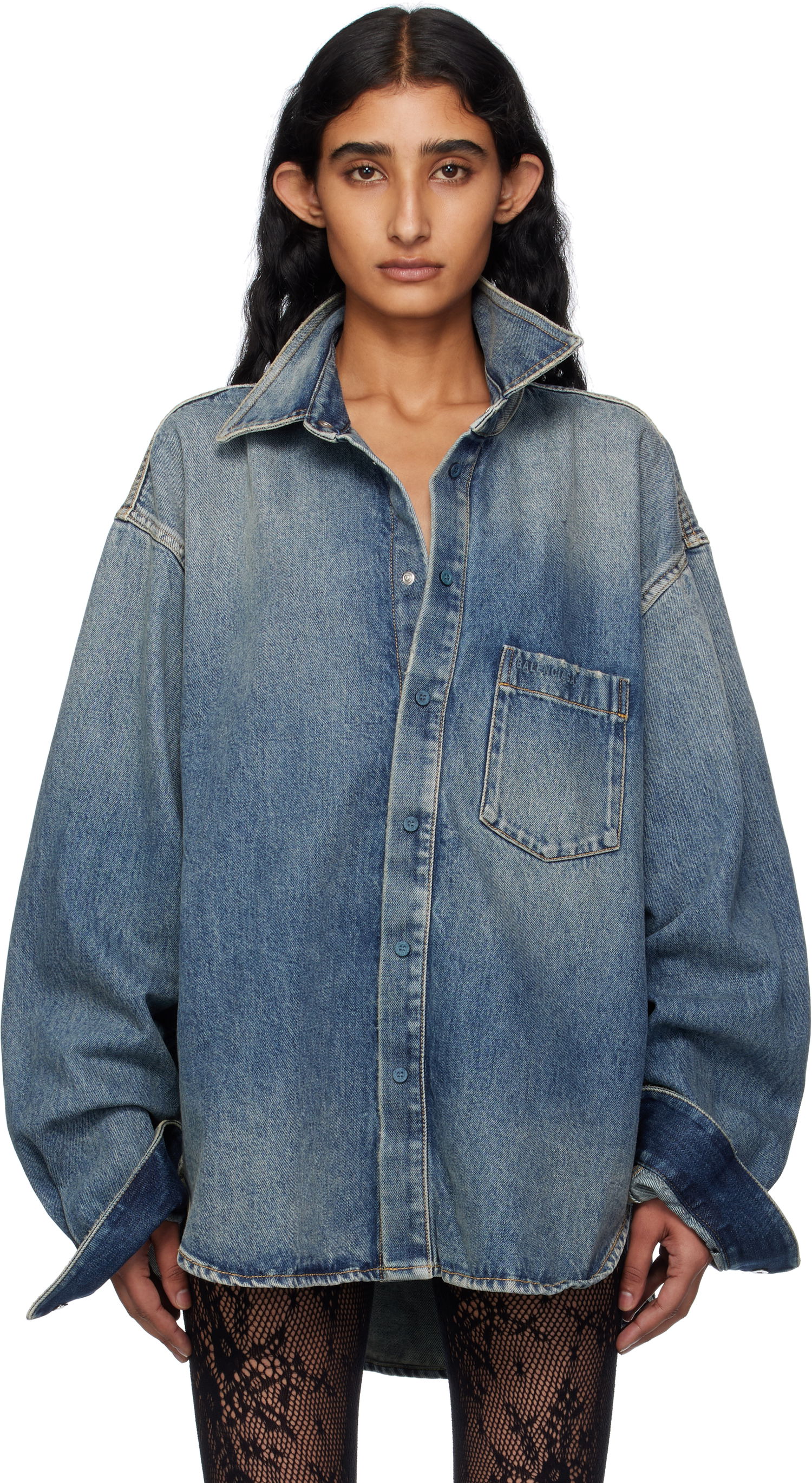 Риза Balenciaga Balenciaga Faded Denim Shirt Синьо | 783691 THW25, 0