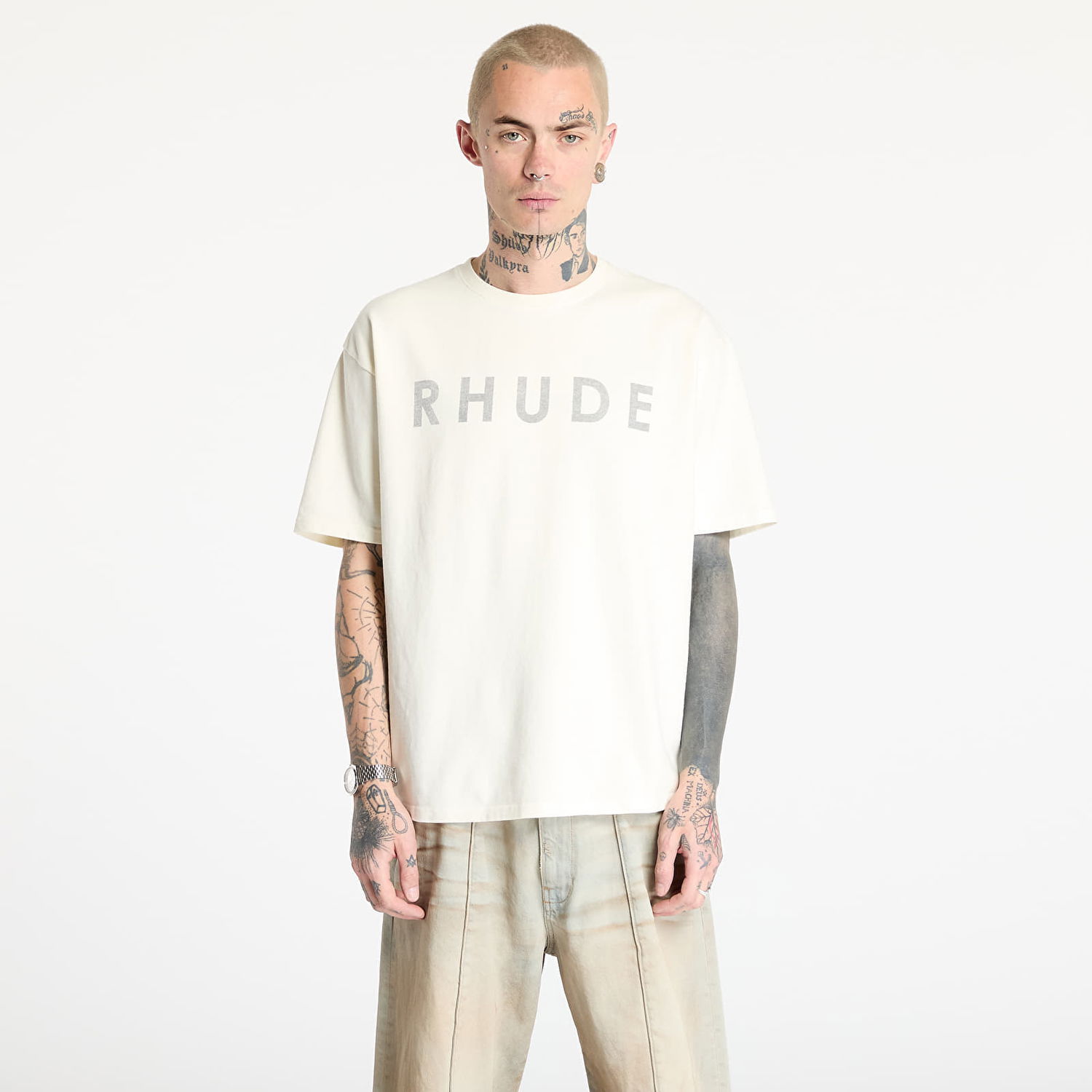 Тениска Rhude Rhude Distressed Logo T-Shirt Бежово | RHSS25TT230120241, 0