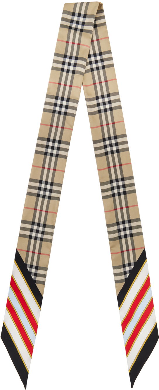 Шал Burberry Vintage Check Skinny Scarf Beige Бежово | 8072072