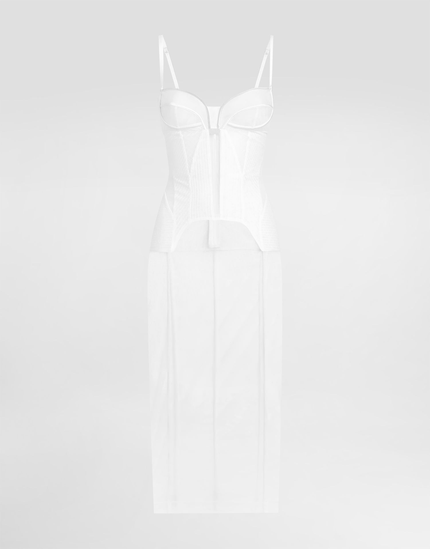 Pокля Dolce & Gabbana Dolce & Gabbana Tulle Calf-Length Corset Dress Бяло | F6TUYTFLRC0WA800, 0