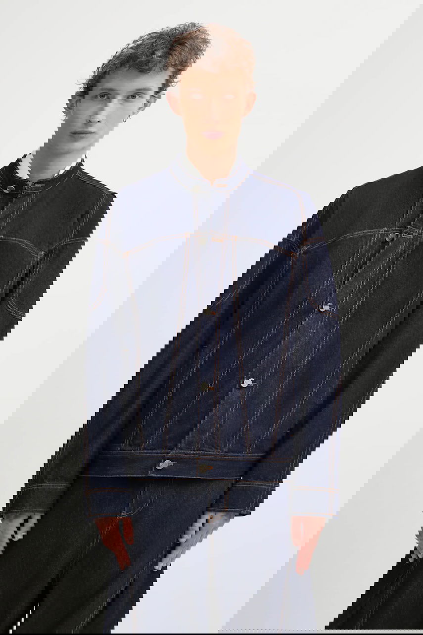 Яке ADER ERROR Transitional Mandarin Collar Denim Jacket with Contrast Stitching Тъмно синьо | BO01FWJK0105BL, 0