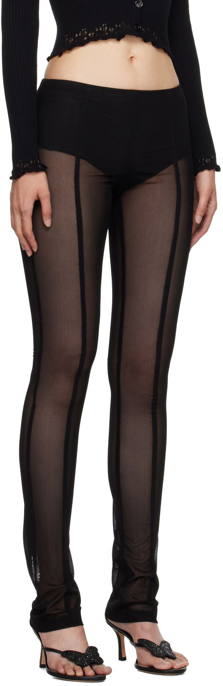 Клинове Blumarine Blumarine Sheer Panel Leggings Черно | A344P013A, 1