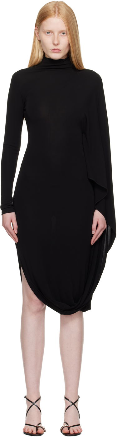 Pокля Stella McCartney Stella McCartney Asymmetric Cape Midi Dress Черно | 6A05563GU301, 0