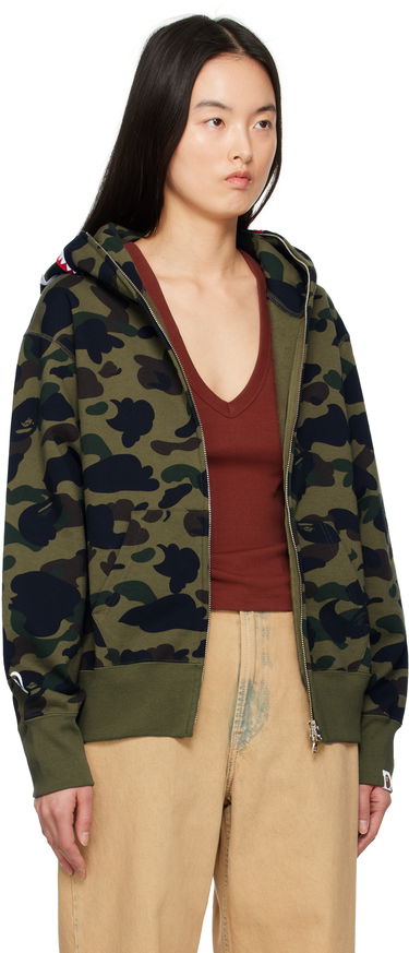 Суитчър BAPE A Bathing Ape ABC Camo Shark Full Zip Hoodie Зелено | 001ZPK802006L, 1