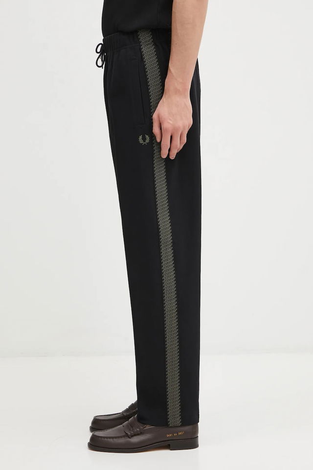 Track Pants with Side Stripe and Embroidered Laurel Wreath