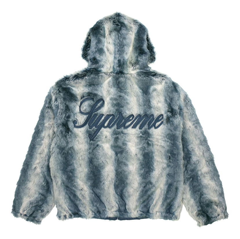 Яке бомбър Supreme Reversible Hooded Faux Fur Jacket Синьо | SUP-FW20-318