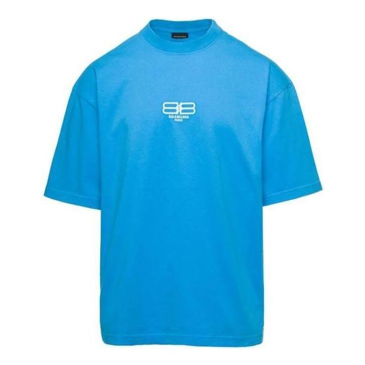 Тениска Balenciaga Icon Medium Fit T-Shirt Синьо | 612966TMVG74090