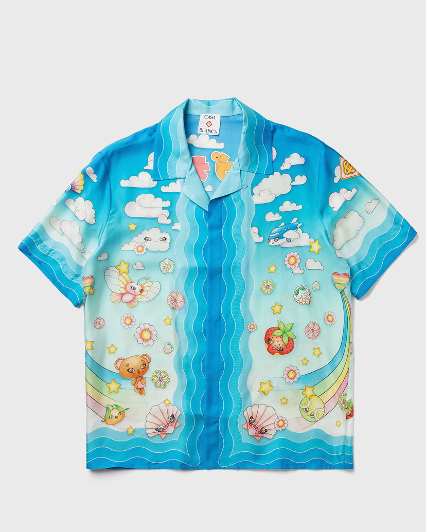Риза Casablanca Cuban Collar Short Sleeve Shirt Синьо | M-AW25-SH-003-04