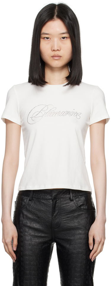 Тениска Blumarine Crystal Logo T-Shirt Бяло | A422T075A, 0