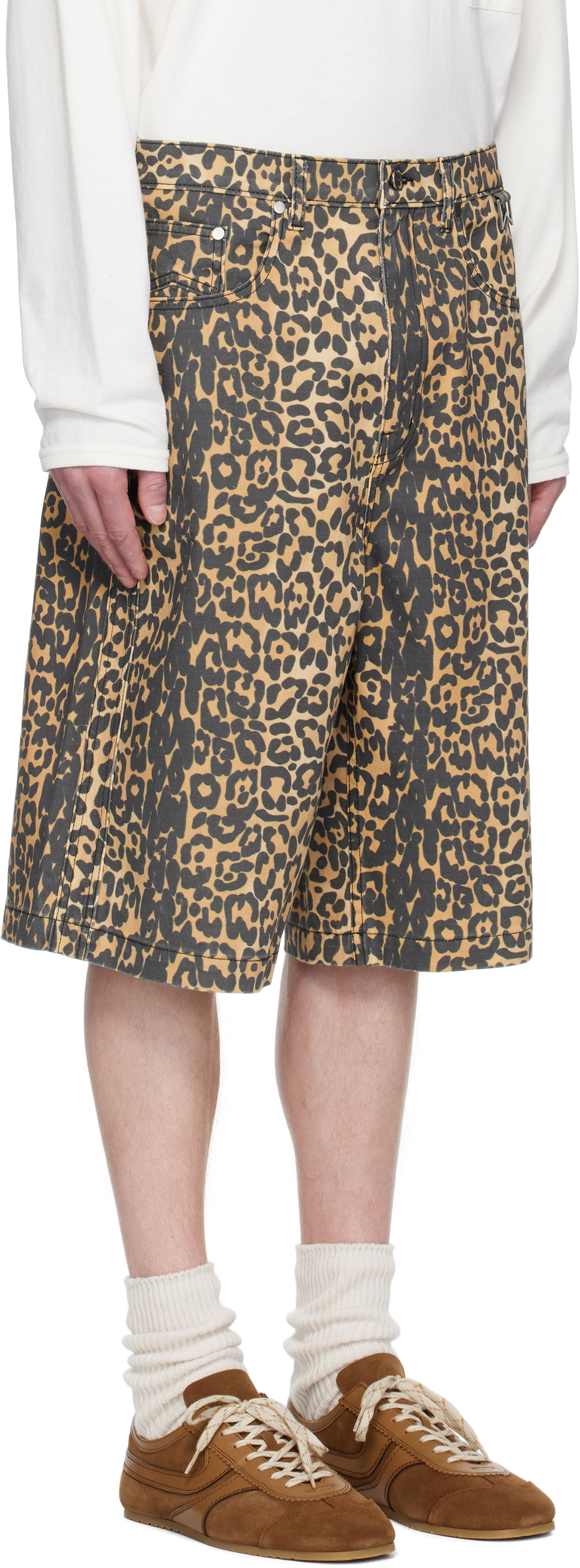 Къси панталони Rhude Rhude Leopard Traxedo Baggy Denim Shorts Жълто | RHSS25SH05012, 1