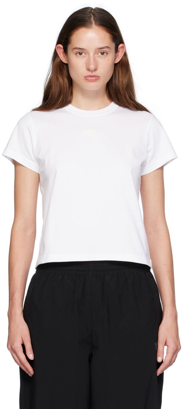 Тениска Alexander Wang Puff Logo Shrunken T-Shirt Бяло | 4CC3241521