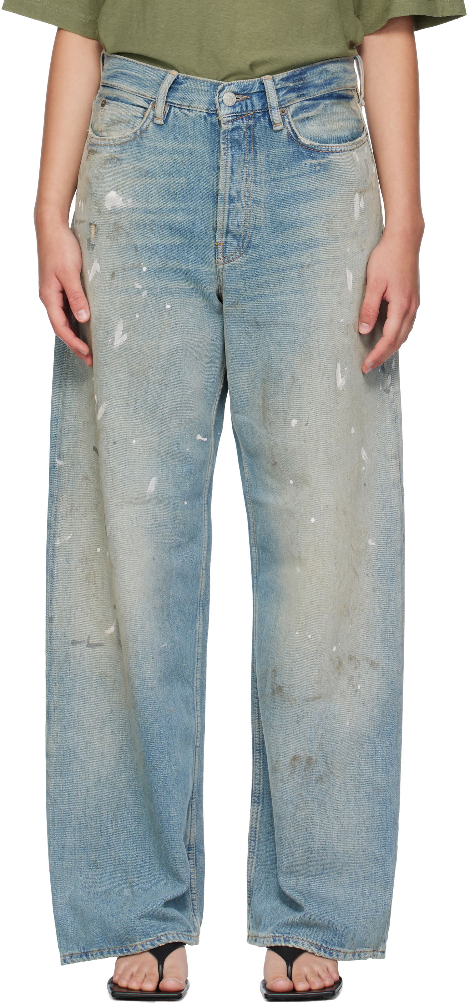 Дънки Acne Studios Acne Studios 1981 U Paint Splatter Jeans Синьо | C00096-, 0