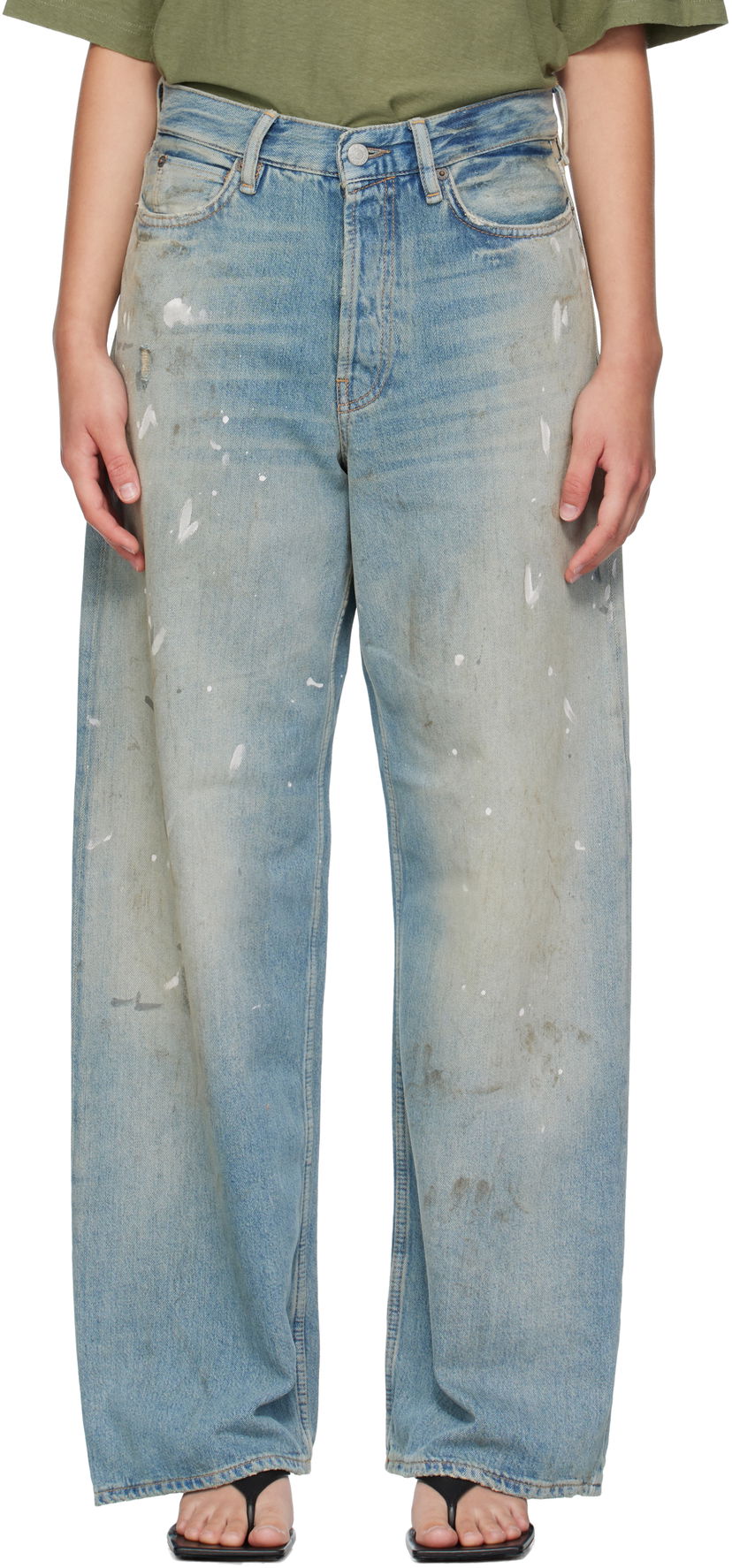 Дънки Acne Studios Acne Studios 1981 U Paint Splatter Jeans Синьо | C00096-