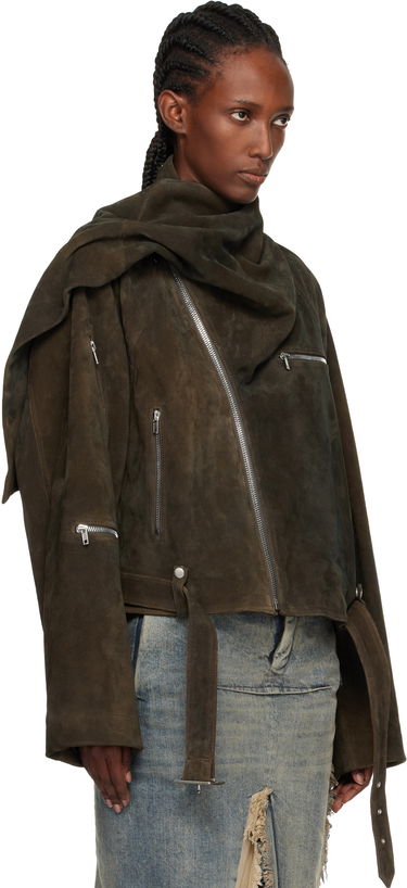 Яке Rick Owens Concordians Cropped Scarf Flight Suede Jacket Кафяво | RO02E4793 LCSI, 1