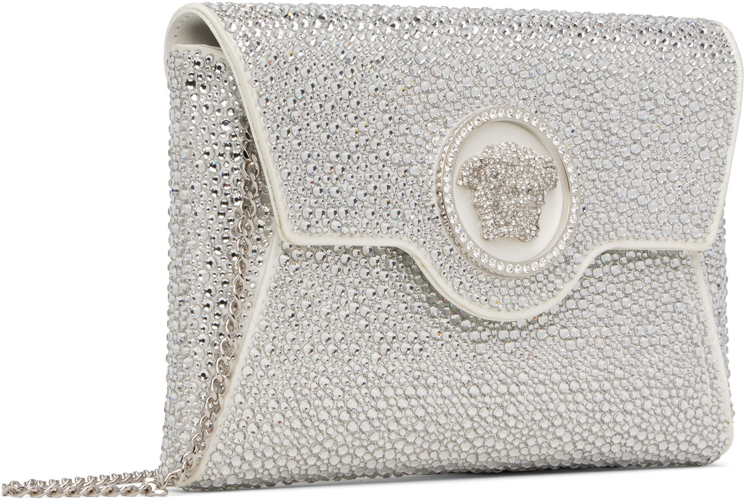 Дамска чанта Versace Crystal Embellished Envelope Clutch Bag Бяло | 1003018_1A06487_1W00P, 1