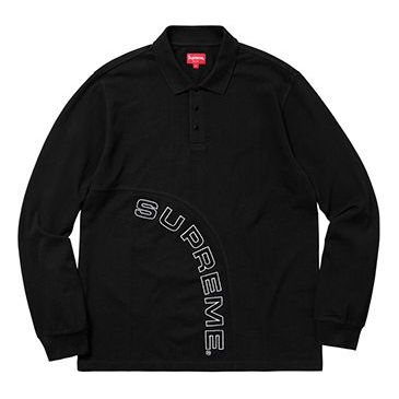 Поло тениска Supreme Supreme Corner Arc Long Sleeve Polo Черно | SUP-SS18-376