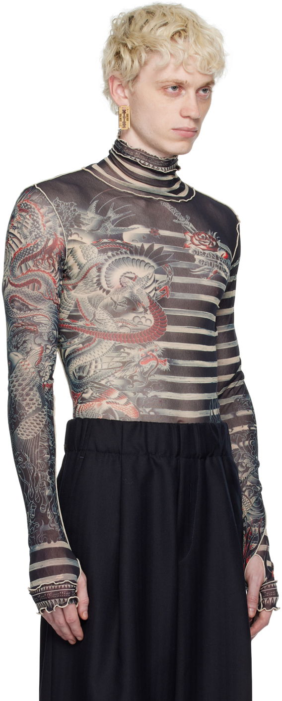 Риза Jean Paul Gaultier Gaultier Tattoo Print Turtleneck Бежово | 23/15-U-TO121-T537-595031, 1