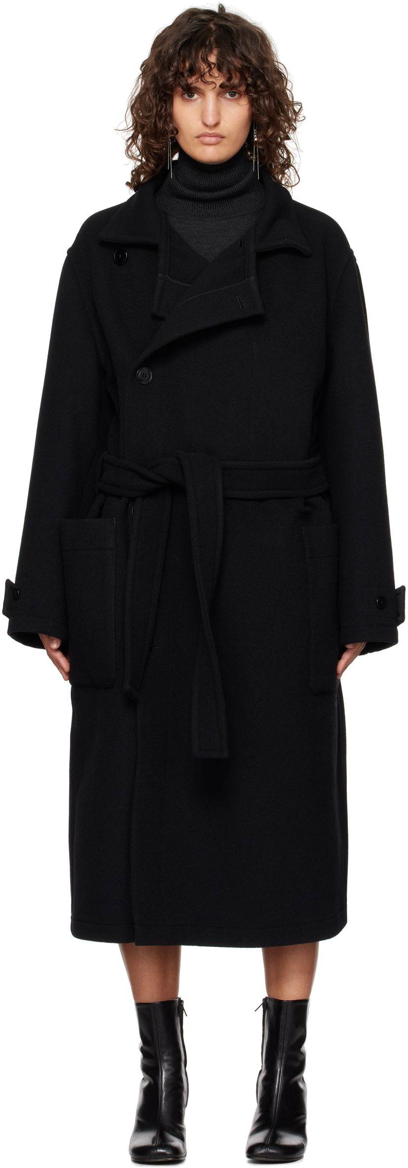 Палта LEMAIRE Lemaire Wrap Coat Черно | CO1037 LF1116