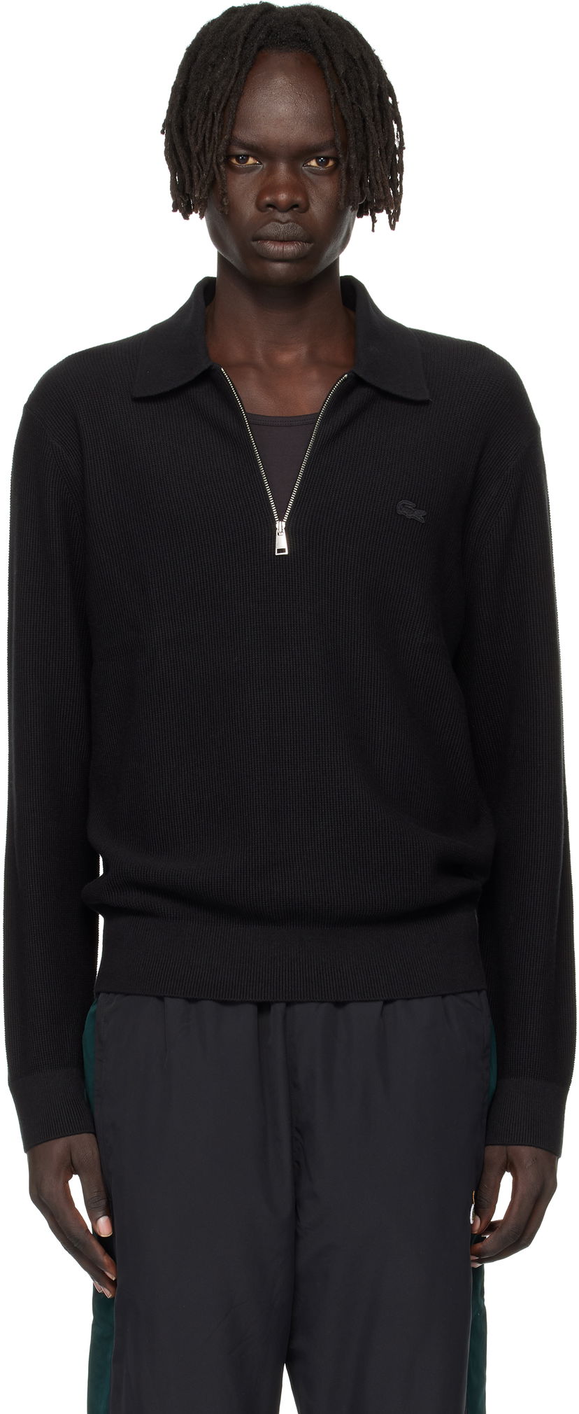 Поло тениска Lacoste Lacoste Half-Zip Polo Черно | AH5187_031