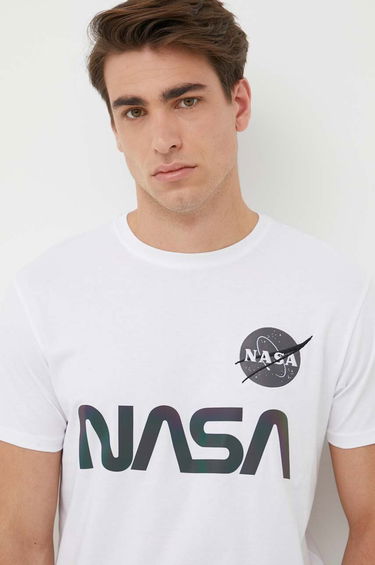 Тениска Alpha Industries NASA Rainbow Reflective Tee Бяло | 178501RR.09, 3