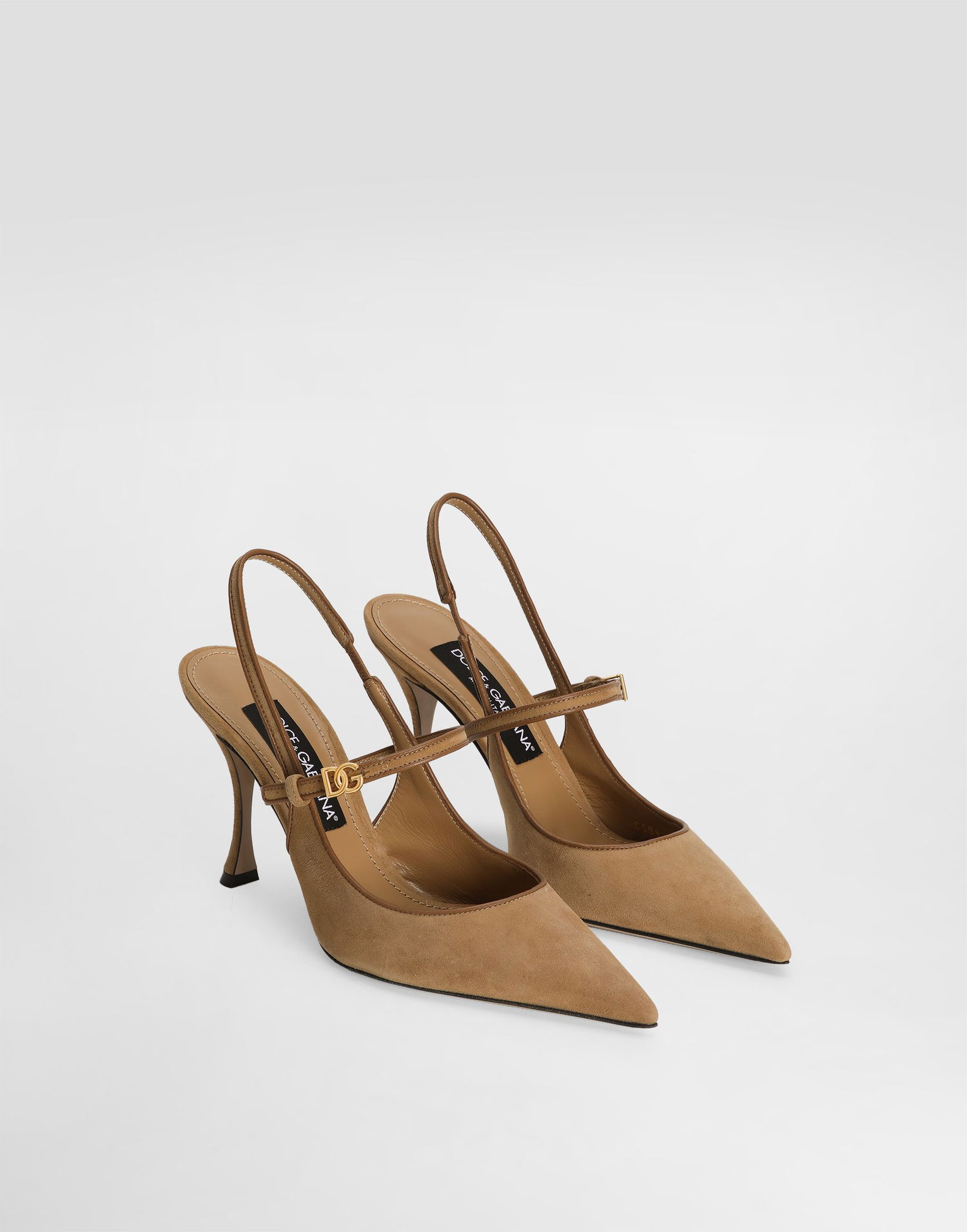 Аксесоари Dolce & Gabbana Dolce & Gabbana Suede And Nappa Leather Slingbacks Бежово | CG0974AQ1348S727, 1