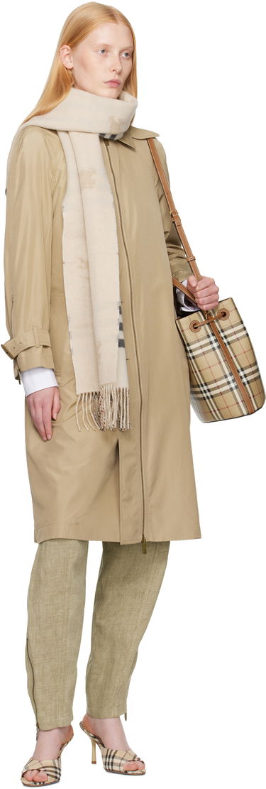 Дамска чанта Burberry Burberry Vintage Check & Leather Drawstring Bucket Bag Бежово | 8109795, 3