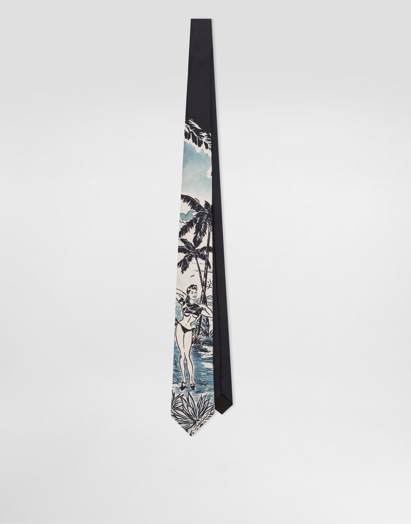 Аксесоари Dolce & Gabbana Dolce & Gabbana Pin-up Print Silk Tie Тъмно синьо | GT147EG0TJ5HB5RL