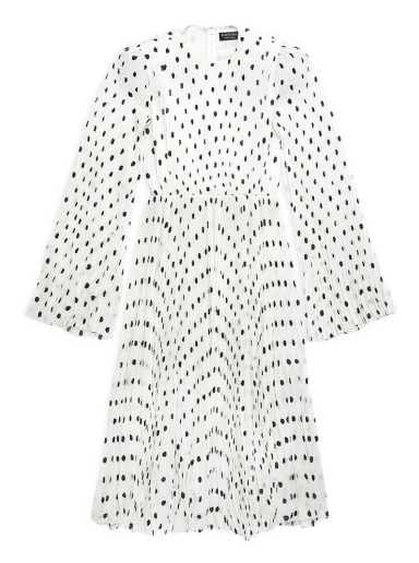 Pокля Balenciaga Hand Drawn Polka Dot Pleated Dress Бяло | 725088TNLD99040