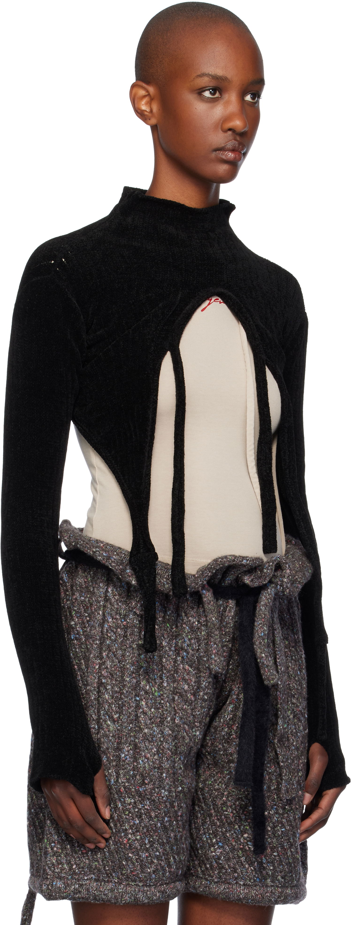 Пуловер Ottolinger Ottolinger Knit Strap Long Sleeve Sweater Черно | 707302, 1