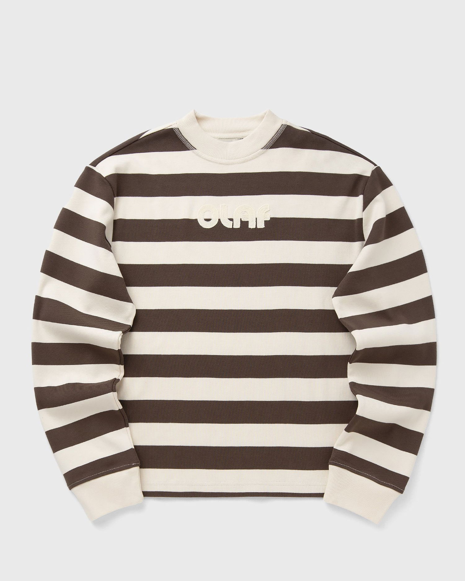 Суитчър ØLÅF Striped Rib Retro Logo Sweatshirt Кафяво | W220106-HOTFUDGE-OFF-WHITE, 0