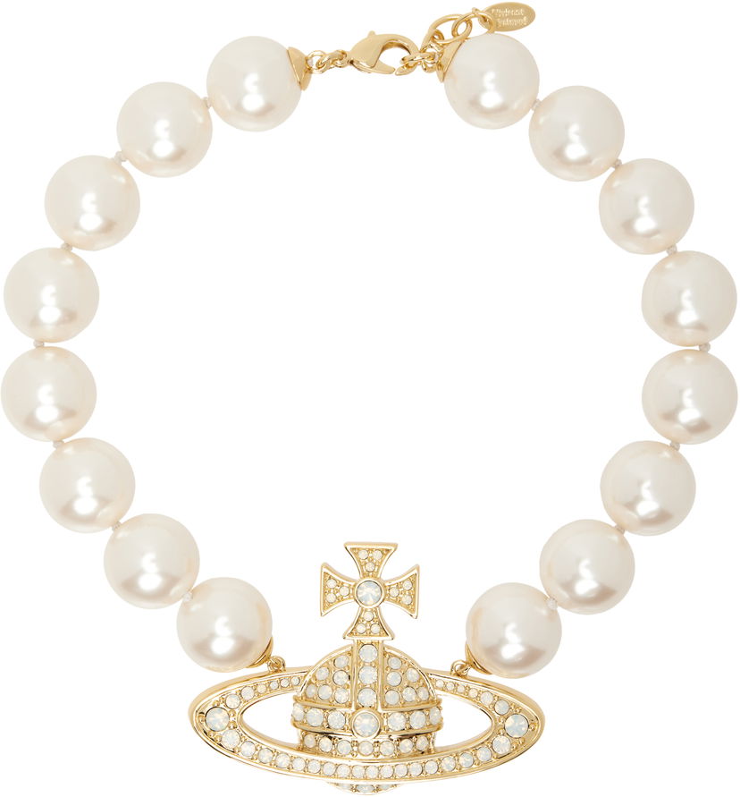 Колие Vivienne Westwood Necklace Crystal-Embellished With Faux Pearls Металик | 63010110-02R597-CN