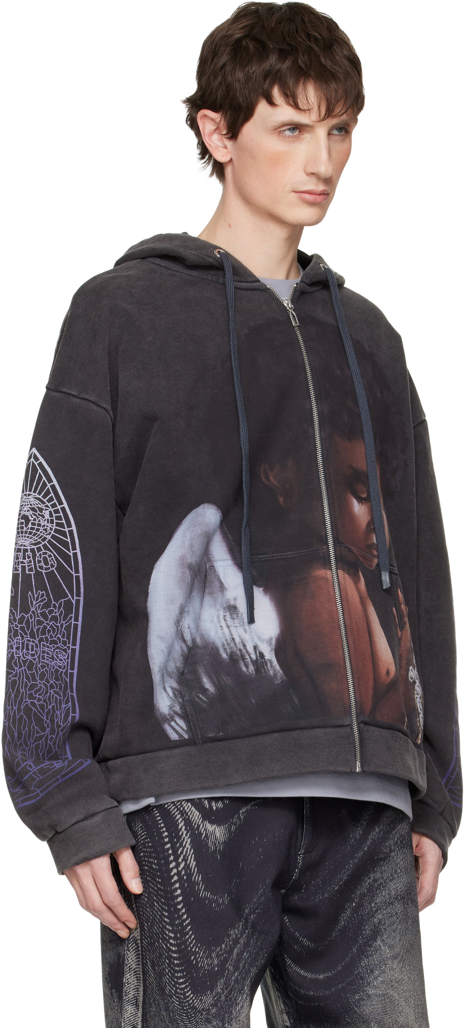 Суитчър Who Decides War Zip Up 'Sacred Being' Hoodie Черно | 1110550002FW25, 1