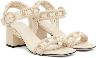 Кецове и обувки Valentino Garavani Rockstud Leather Rope Detail Heeled Sandals Бежово | 7W2S0MF9EMP, 3
