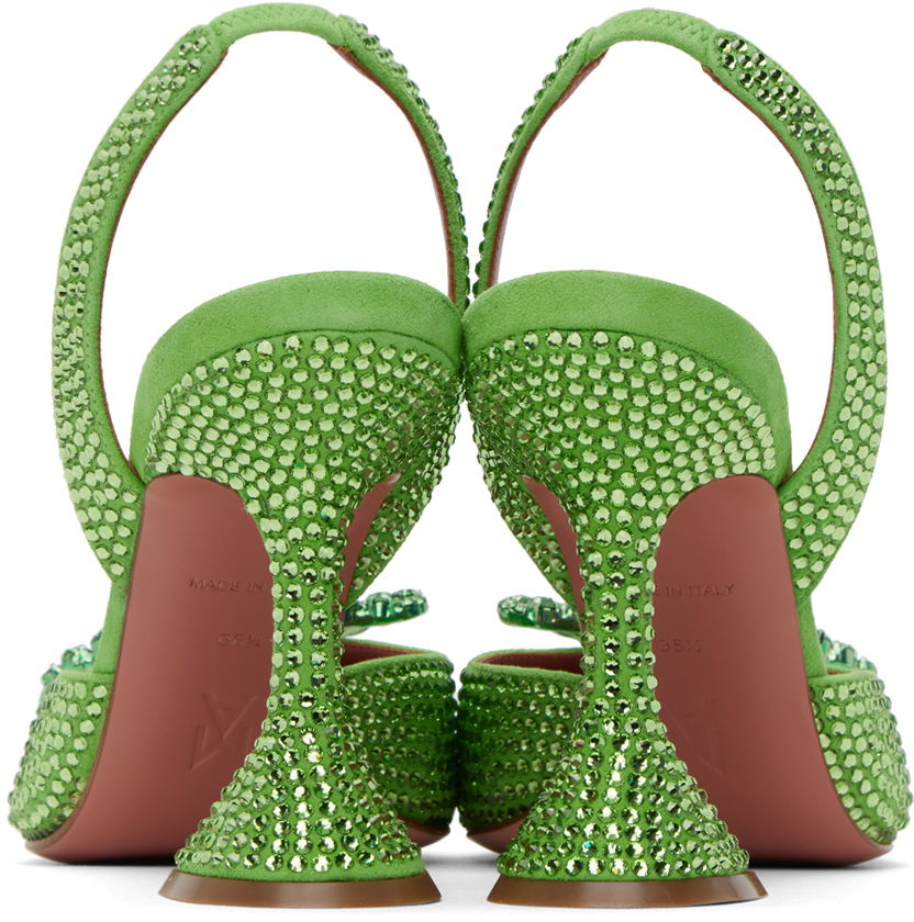 Кецове и обувки Amina Muaddi Amina Muaddi Rosie Crystal Slingback Heels Зелено | ROSIE CRYSTAL CL SUEDE, 1