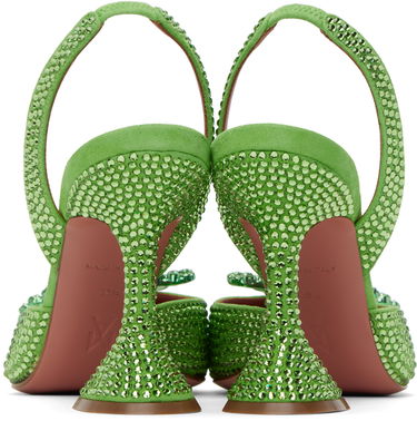 Кецове и обувки Amina Muaddi Amina Muaddi Rosie Crystal Slingback Heels Зелено | ROSIE CRYSTAL CL SUEDE, 1