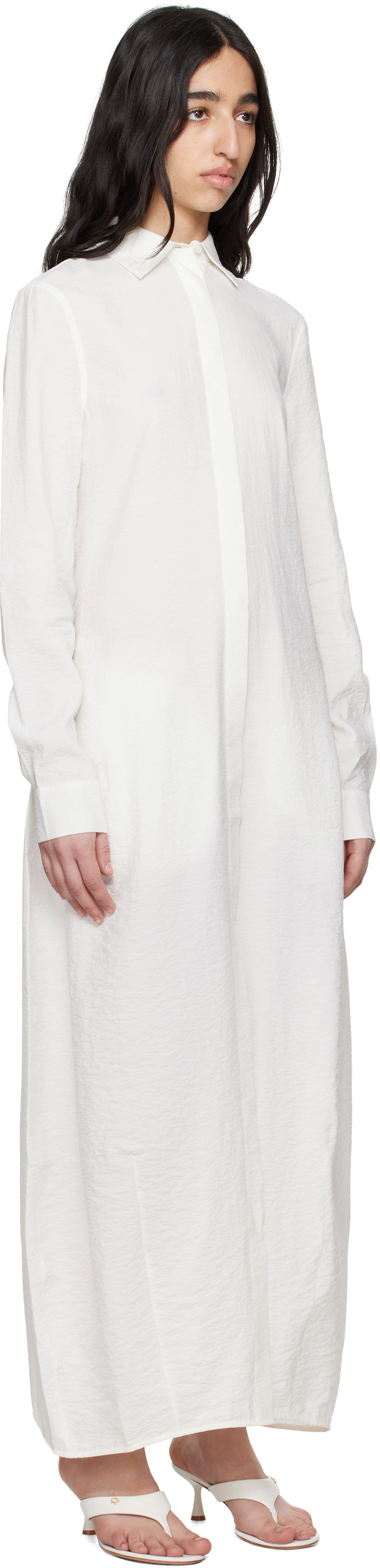 Pокля TOTEME TOTEME Parachute Shirt Maxi Dress Бяло | 251-WRD4489-FB0368, 1